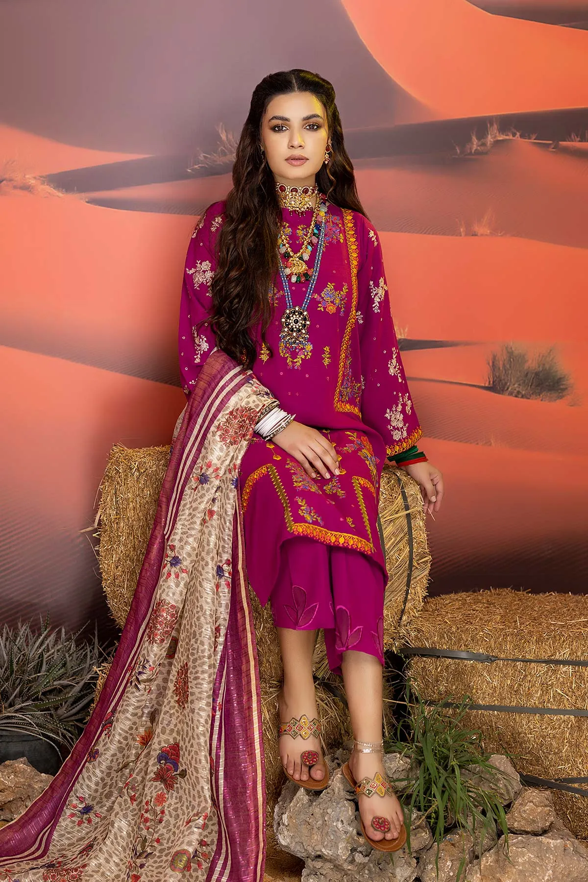 3-Pc Miraas Charizma Unstitched Embroidered Khaddar Suits CM22-04