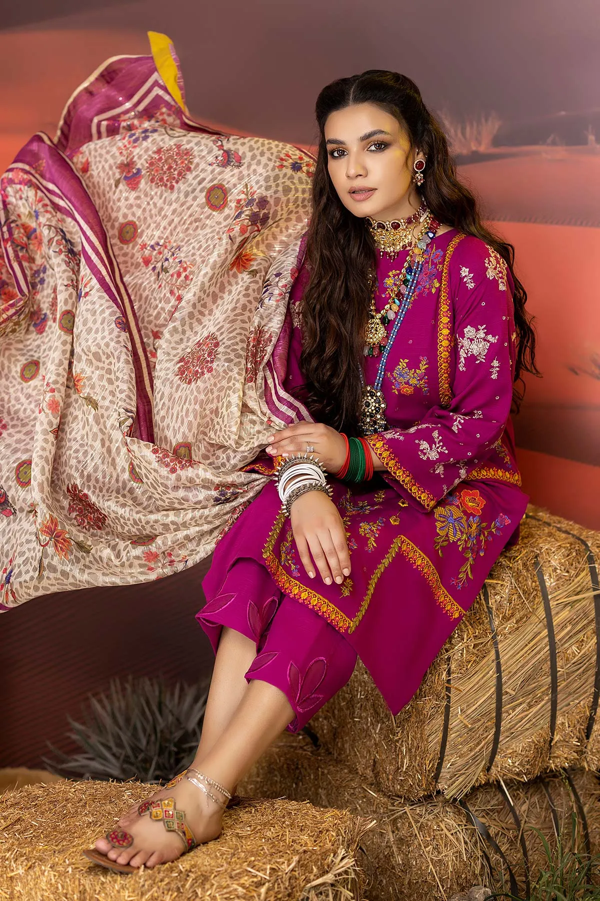 3-Pc Miraas Charizma Unstitched Embroidered Khaddar Suits CM22-04