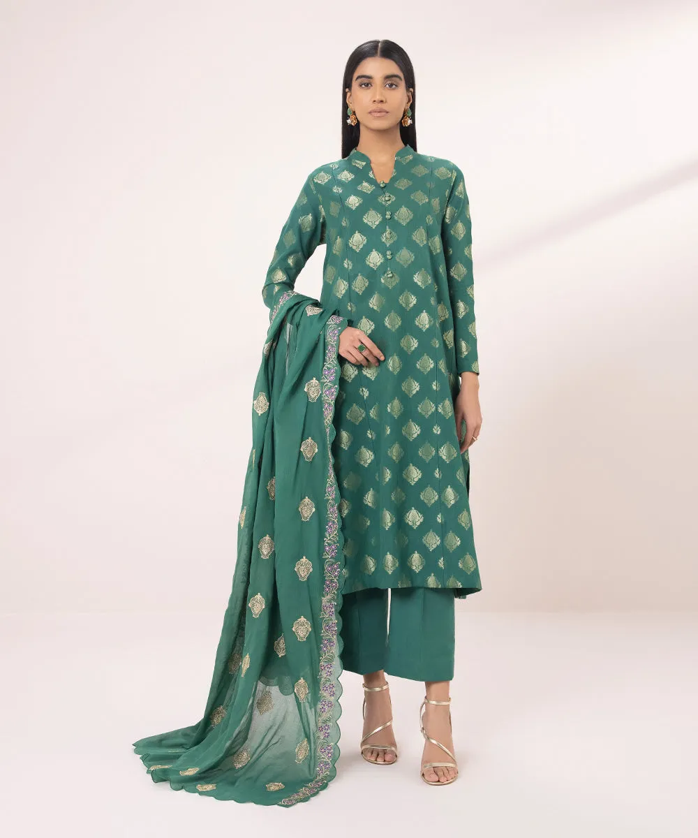 3 Piece - Embroidered Jacquard Suit