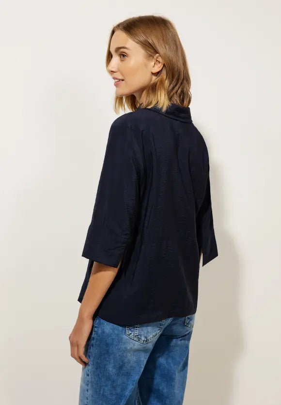 344149- 3/4 Sleeve Blouse w/ collar - Navy