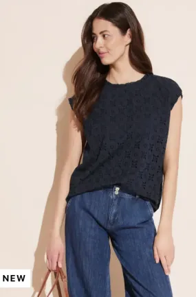 344661- Navy Crochet Blouse - Street One