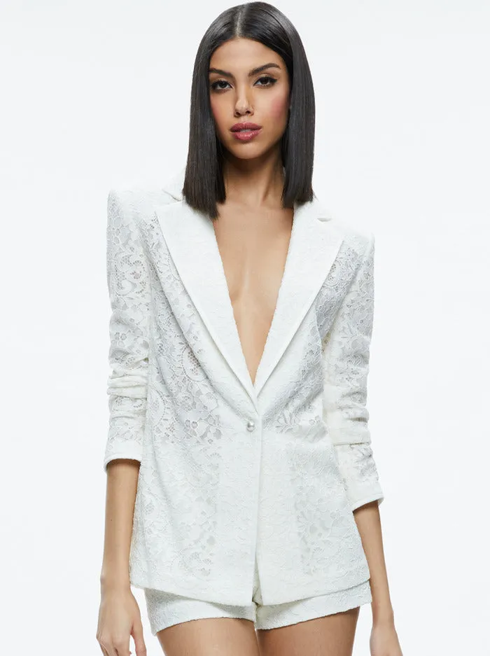 Alice + Olivia - Judith Sheer Lace Blazer - Off White