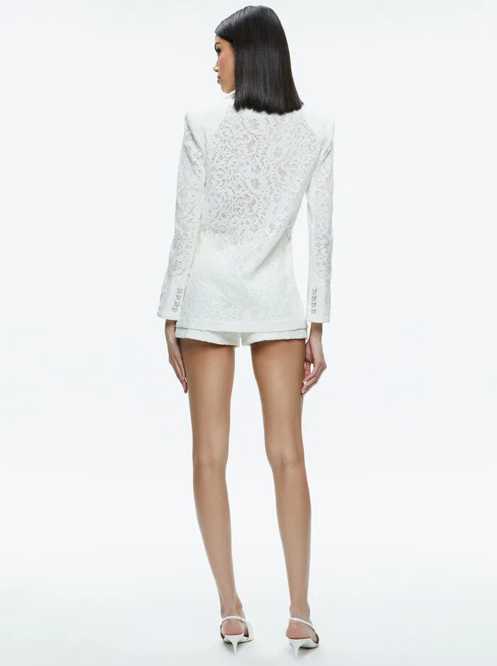 Alice + Olivia - Judith Sheer Lace Blazer - Off White