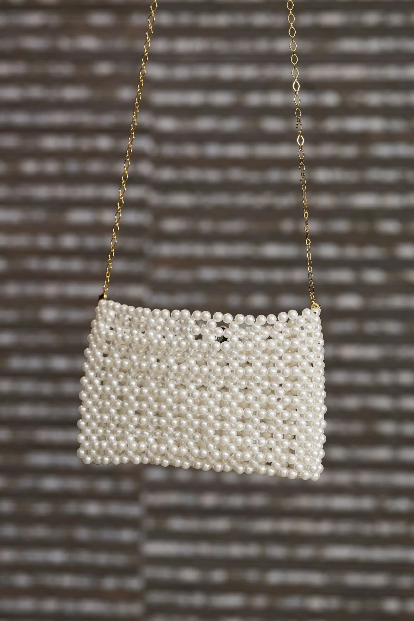 All Over Pearl Clutch White