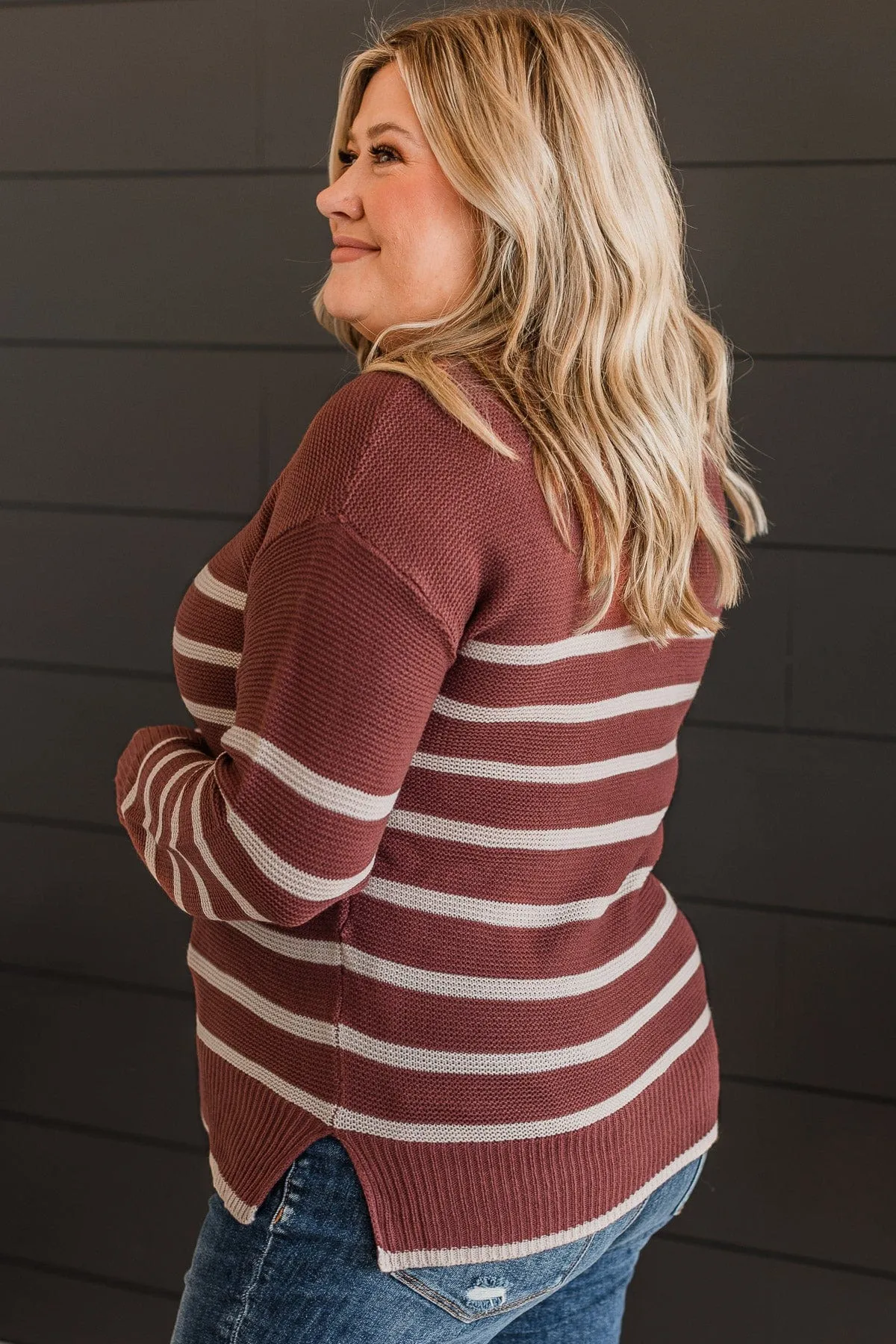 Always Admiring Striped Sweater- Marsala