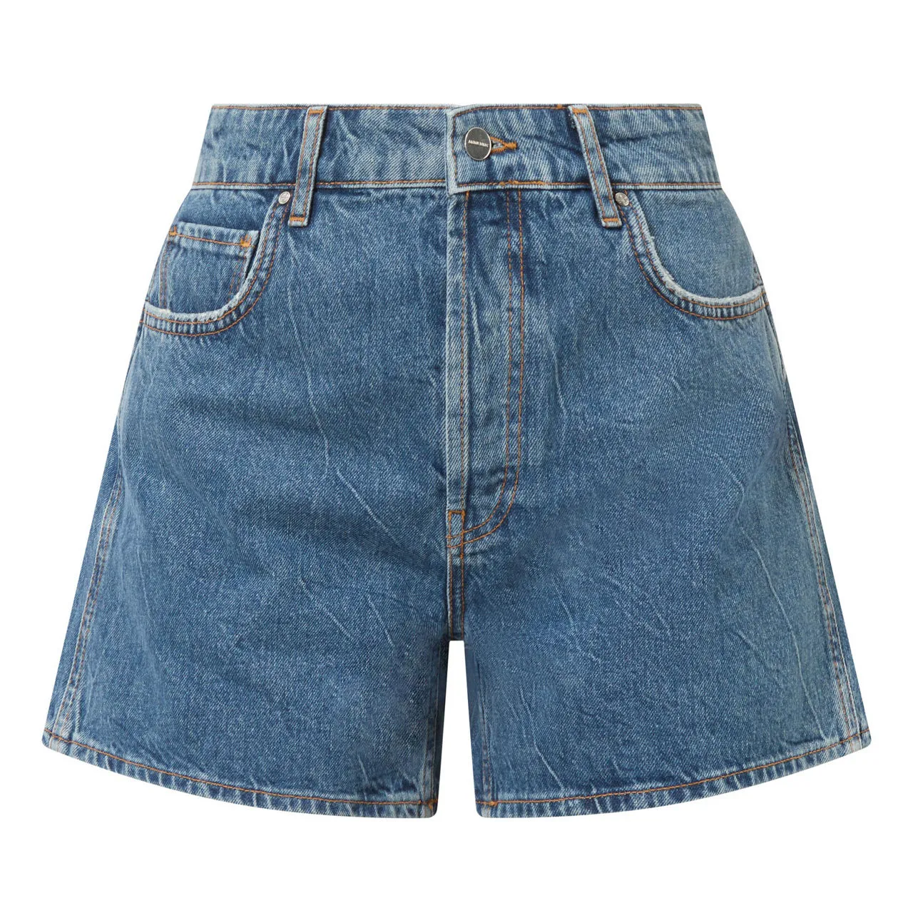 ANINE BING Dalton High-Waist Denim Shorts - Dark Blue