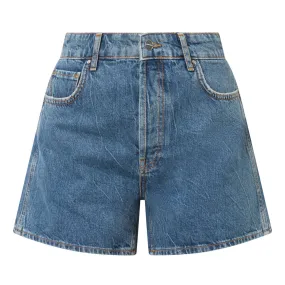 ANINE BING Dalton High-Waist Denim Shorts - Dark Blue