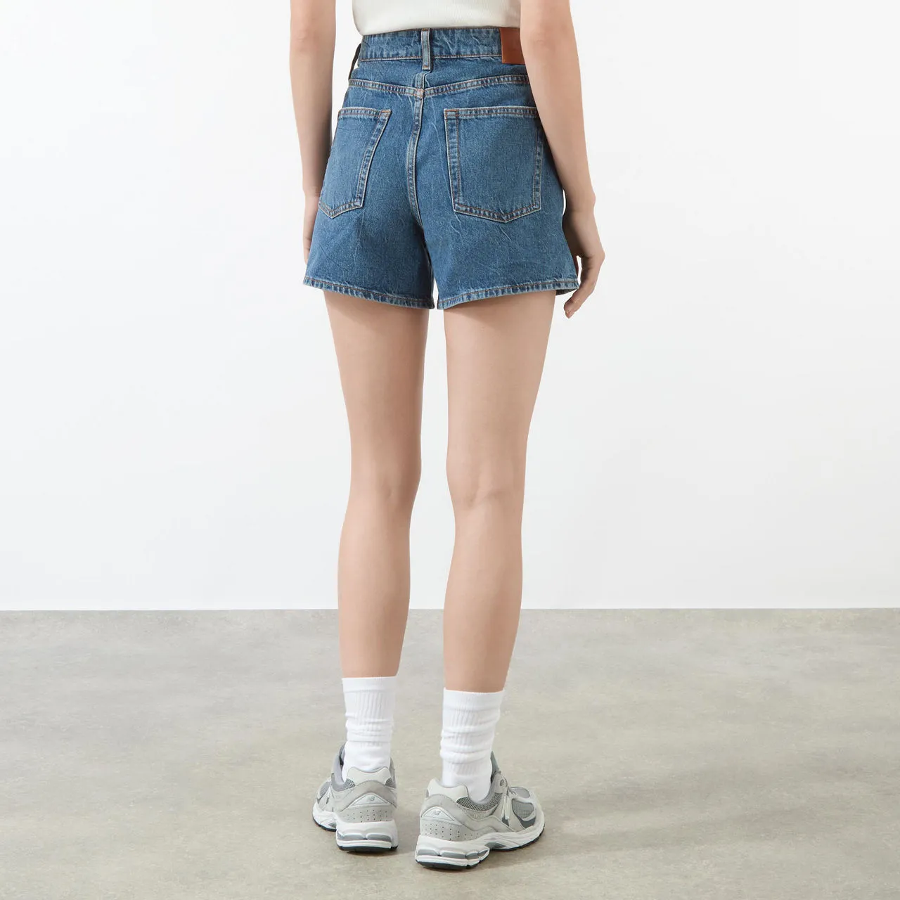 ANINE BING Dalton High-Waist Denim Shorts - Dark Blue