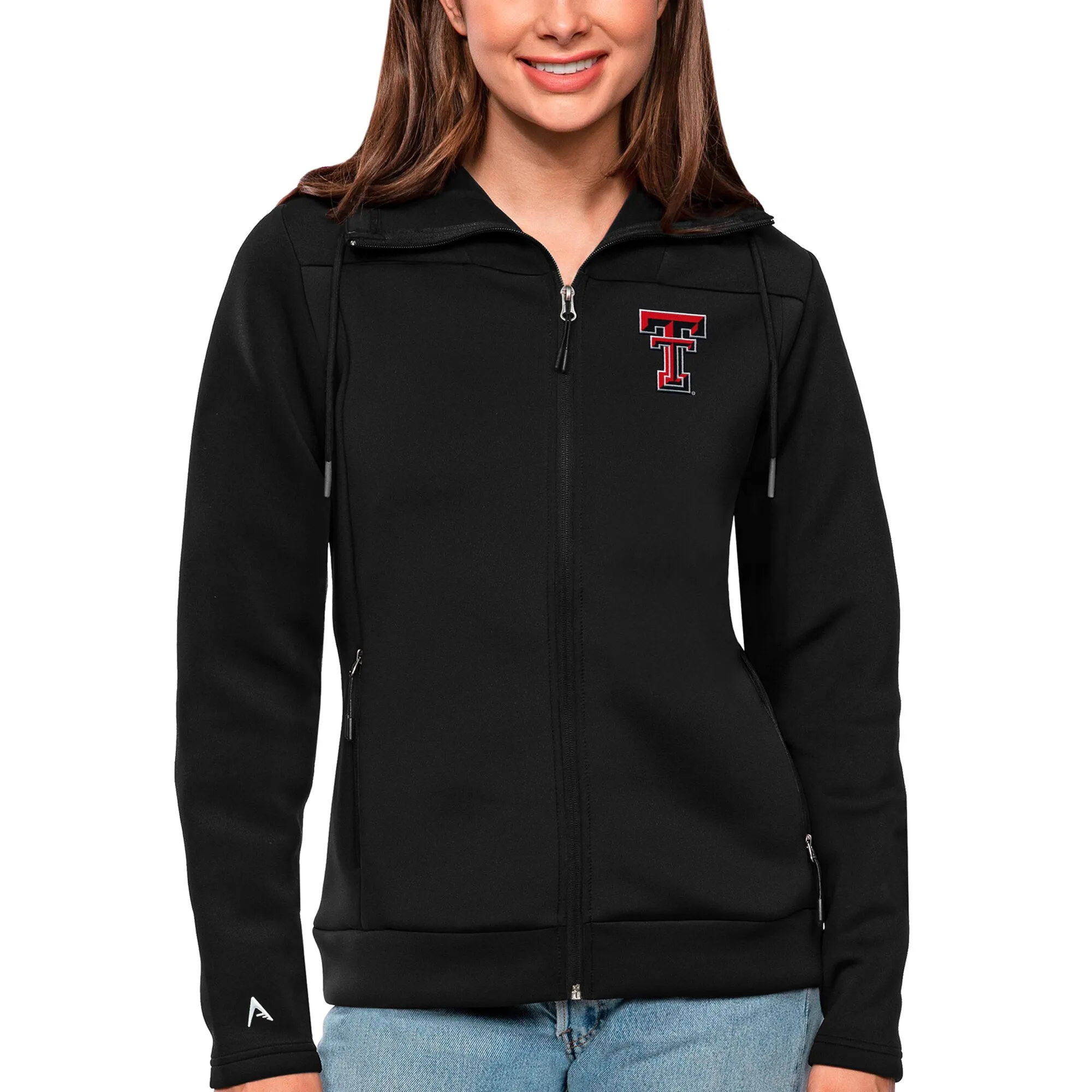 Antigua Texas Tech Red Raiders Women's Black Protect Full-Zip Jacket