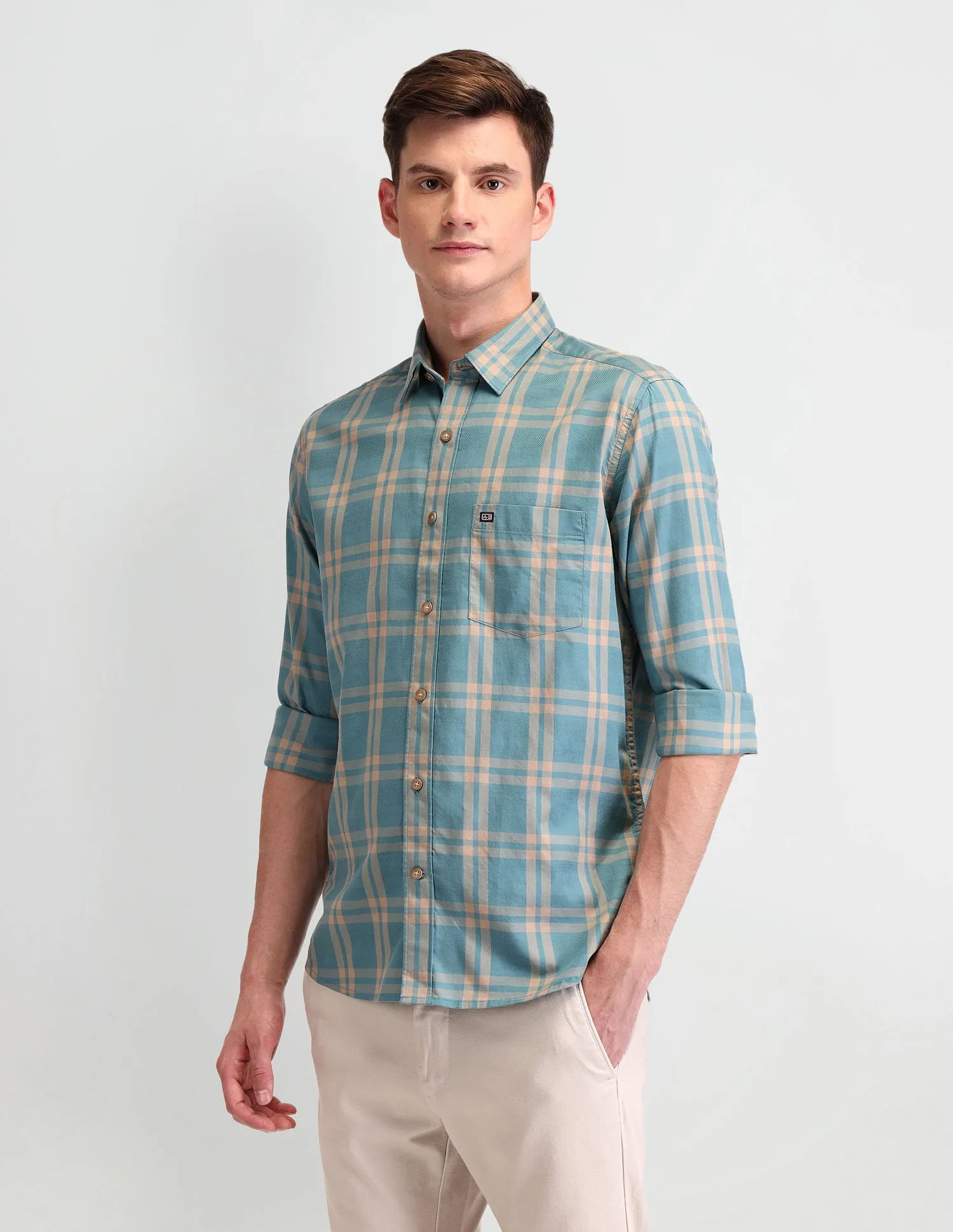 Arrow Sport Slim Fit Tartan Checks Shirt