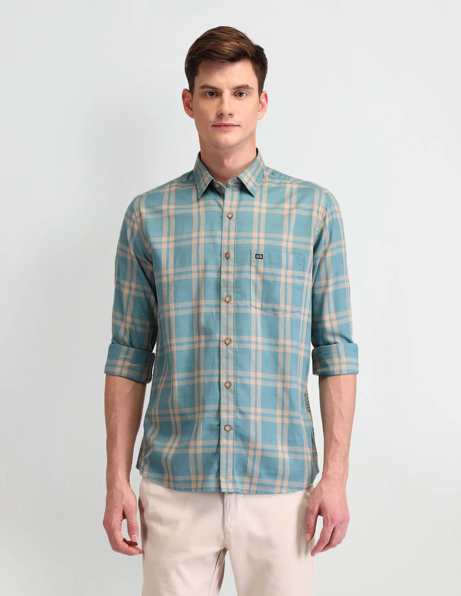 Arrow Sport Slim Fit Tartan Checks Shirt