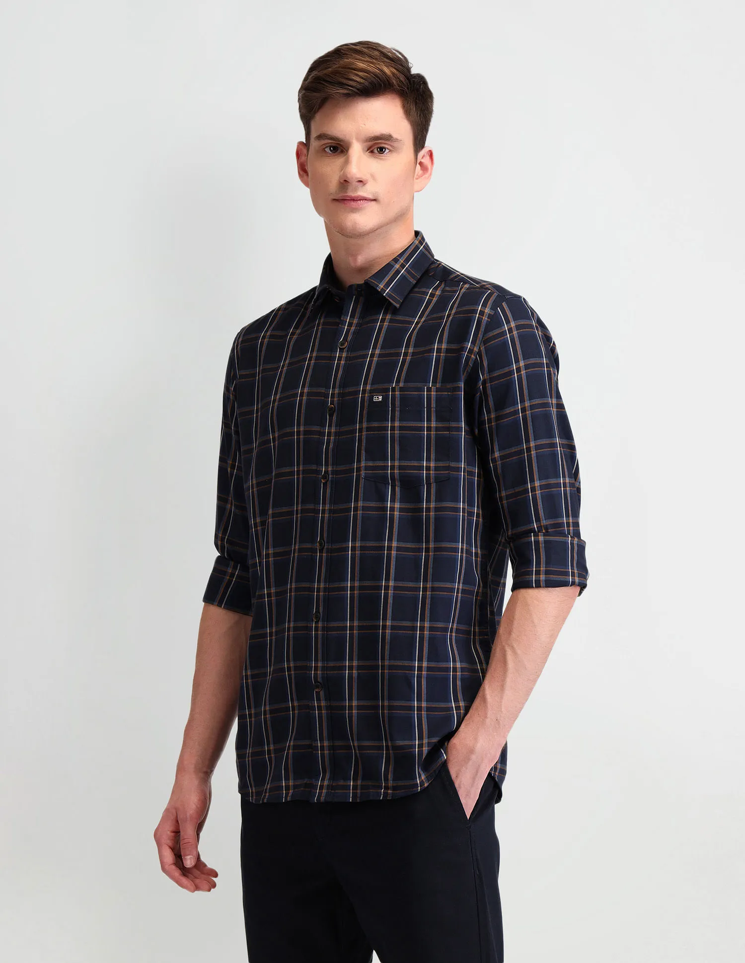 Arrow Sport Slim Fit Windowpane Checks Shirt