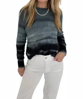 Autumn Cashmere Ombre Scallop Shaker Sweater In Black Combo