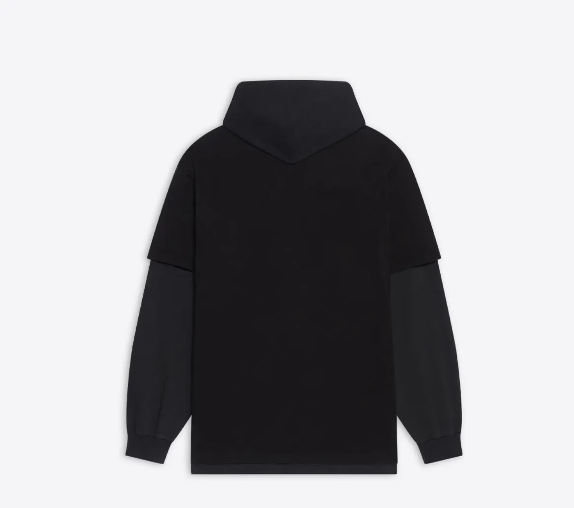 BALENCIAGA  |Men's slime double long sleeve hooded t-shirt  in black