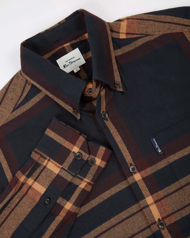 Ben Sherman Shirt Oversized Check Caramel