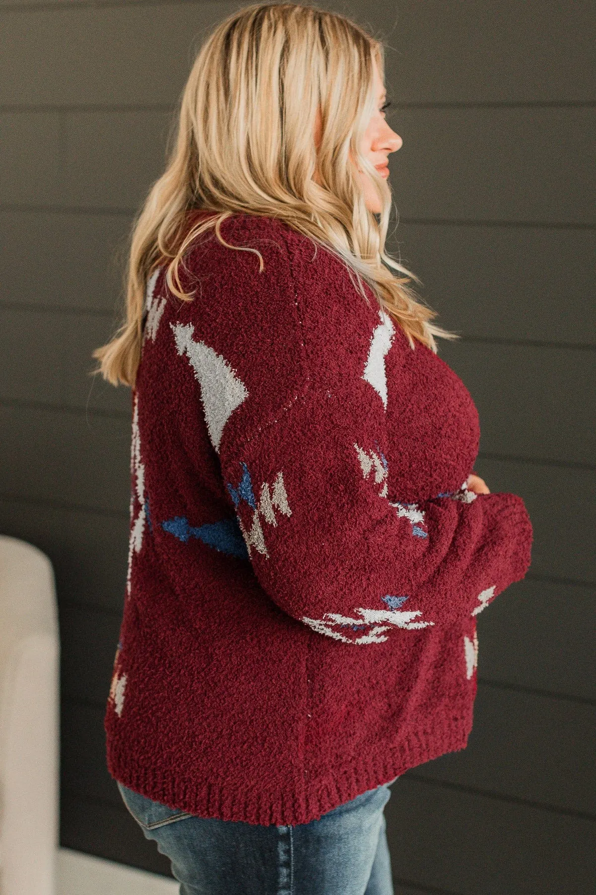 Best Interests Aztec Sweater- Burgundy