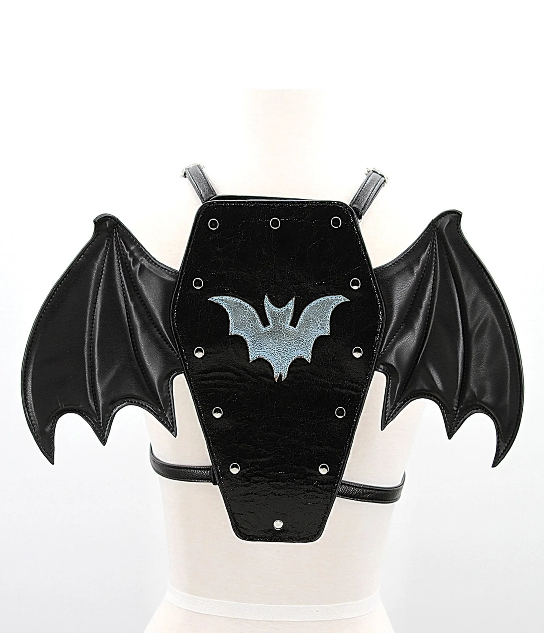 Black Leatherette Batwing Coffin Backpack