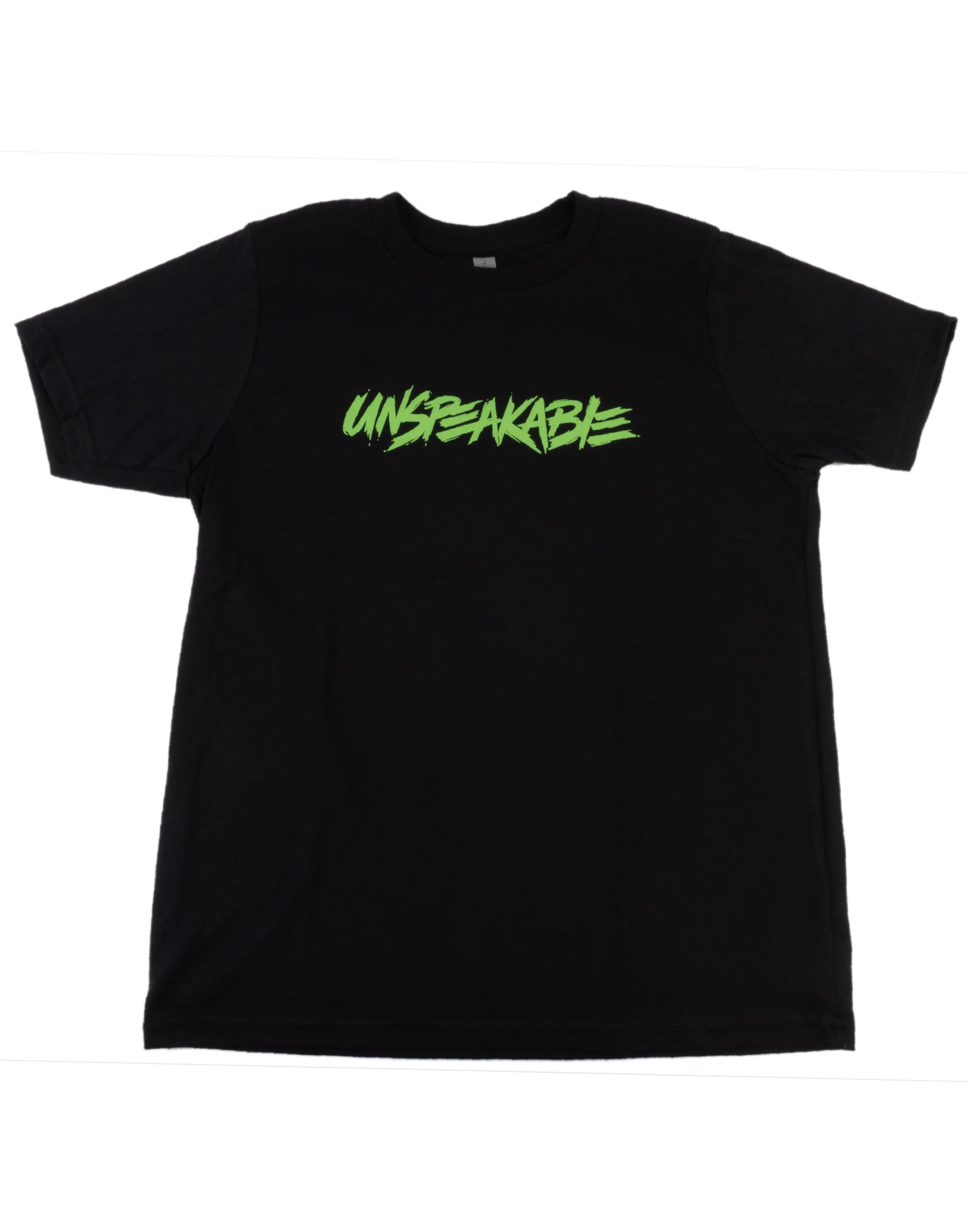 BLACK T-SHIRT WITH NEON GREEN FONT