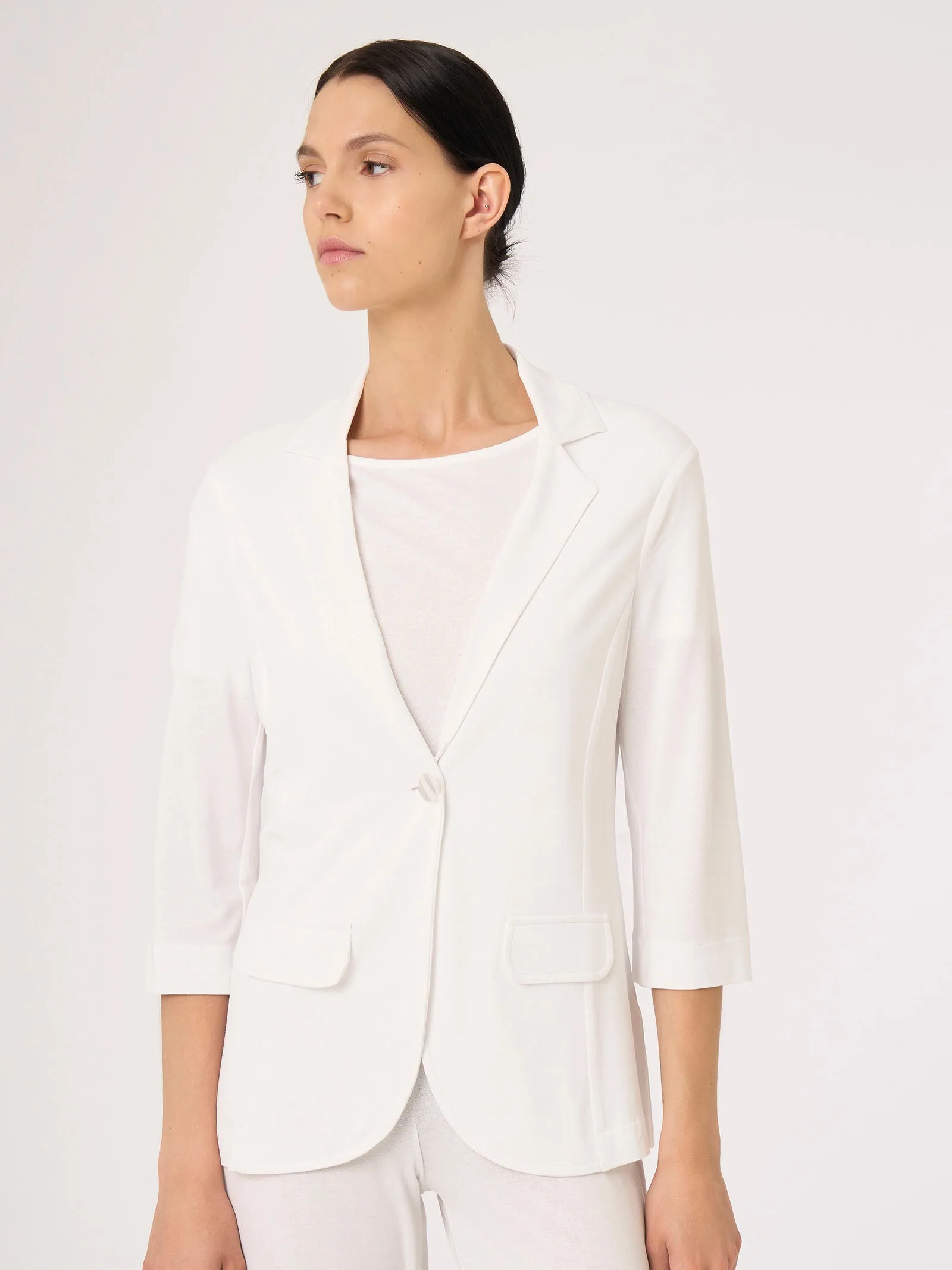 Blazer in jersey di viscosa crêpe - Bianco