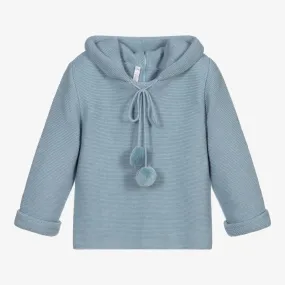 Blue Knitted Hooded Sweater