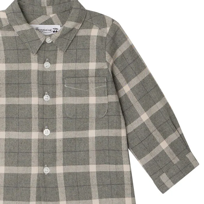 Bonpoint Baby Malo Shirt Grey Checks