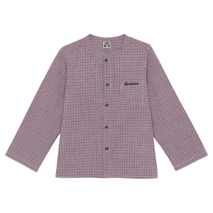 Bonton Child Internet Shirt Navy Blue Checks