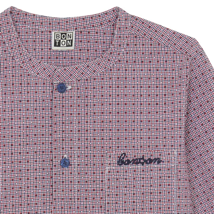 Bonton Child Internet Shirt Navy Blue Checks