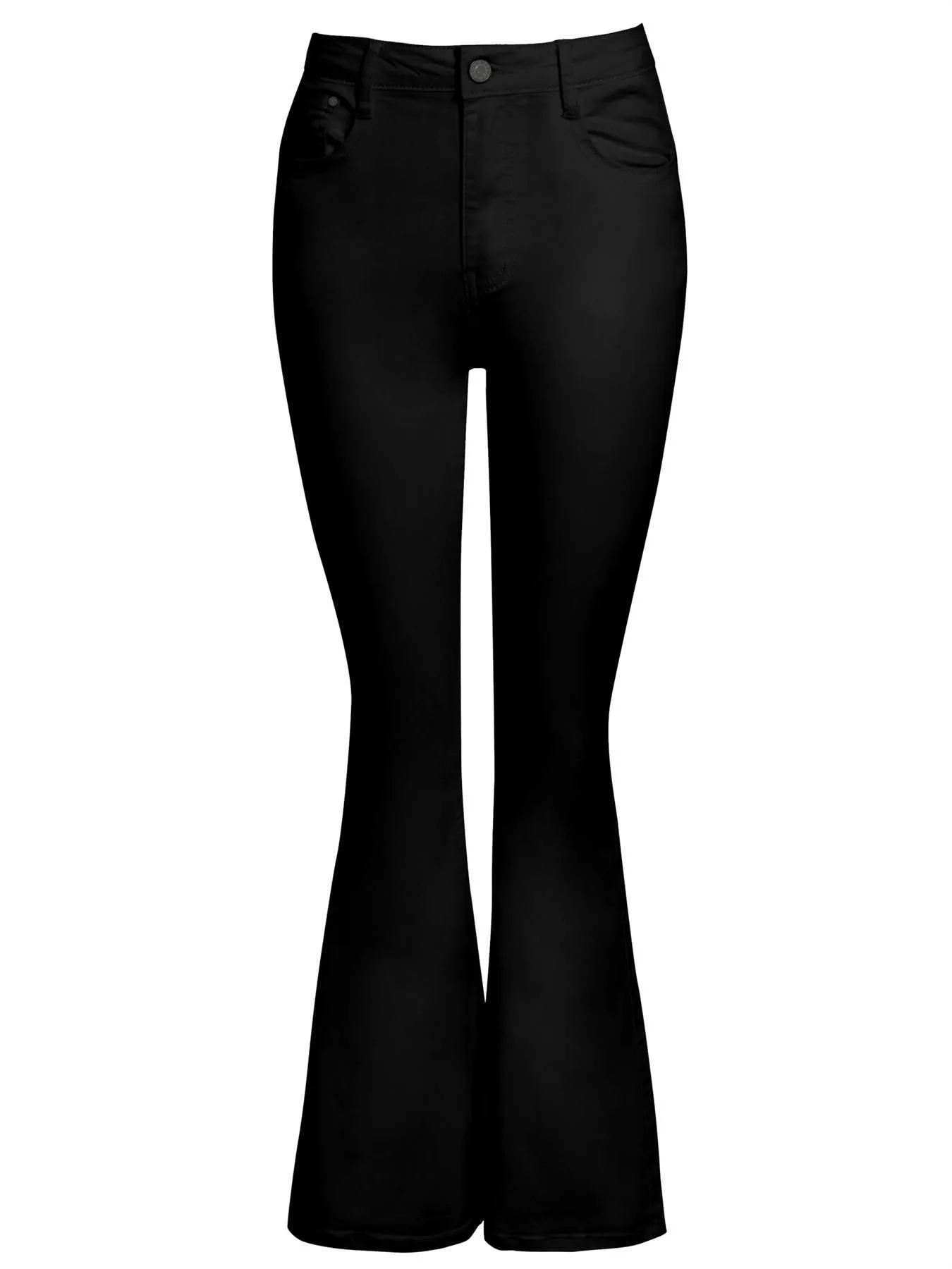 Bootcut High Waisted Twill Jeans, Black, White, UK Sizes 6 to 18