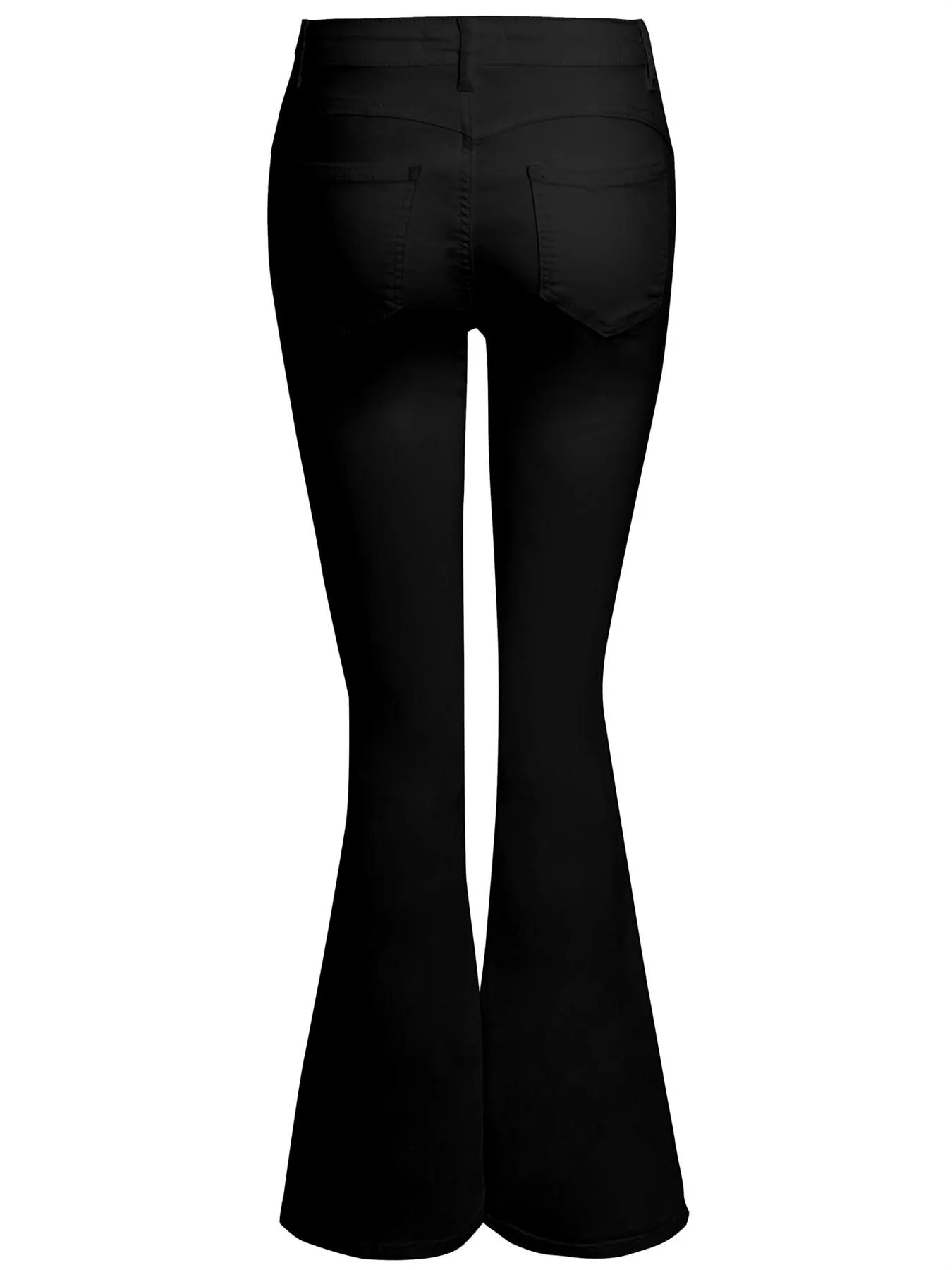 Bootcut High Waisted Twill Jeans, Black, White, UK Sizes 6 to 18