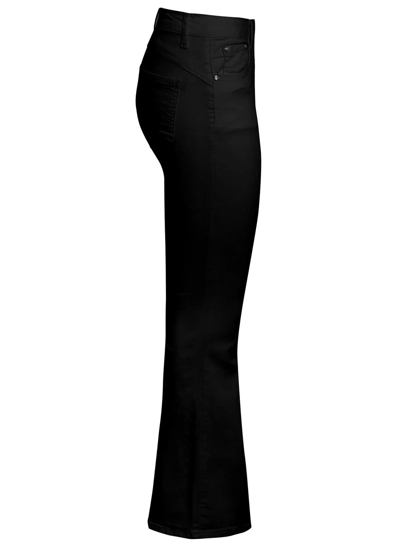 Bootcut High Waisted Twill Jeans, Black, White, UK Sizes 6 to 18