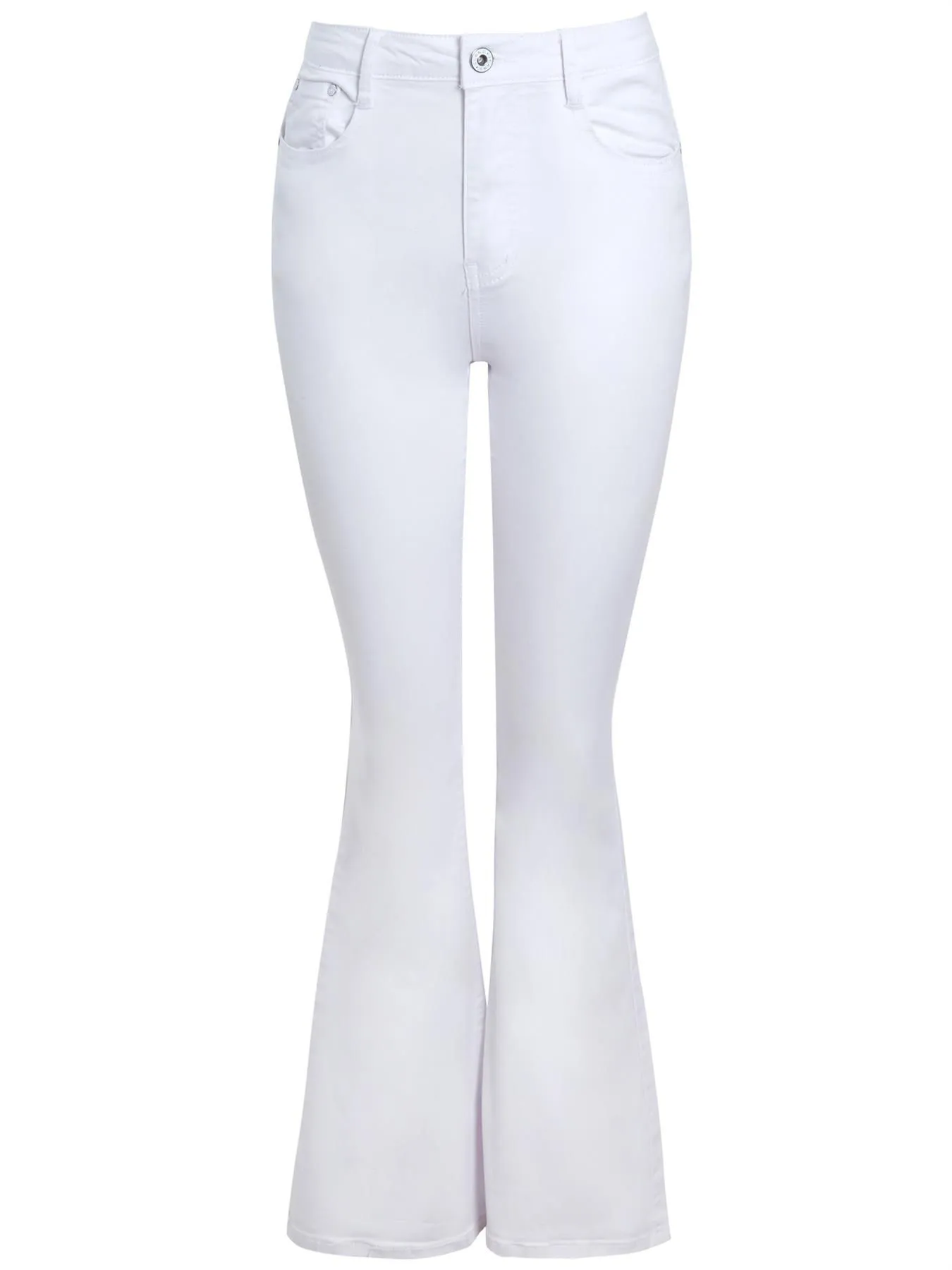 Bootcut High Waisted Twill Jeans, Black, White, UK Sizes 6 to 18