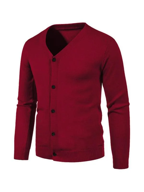 Casual Solid Men Cardigan Sweater