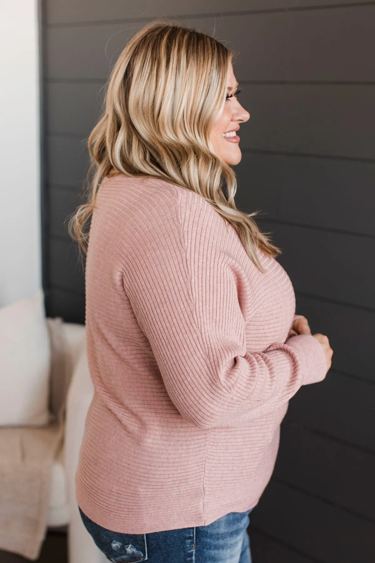 Caught Crushing Knit Sweater- Blush