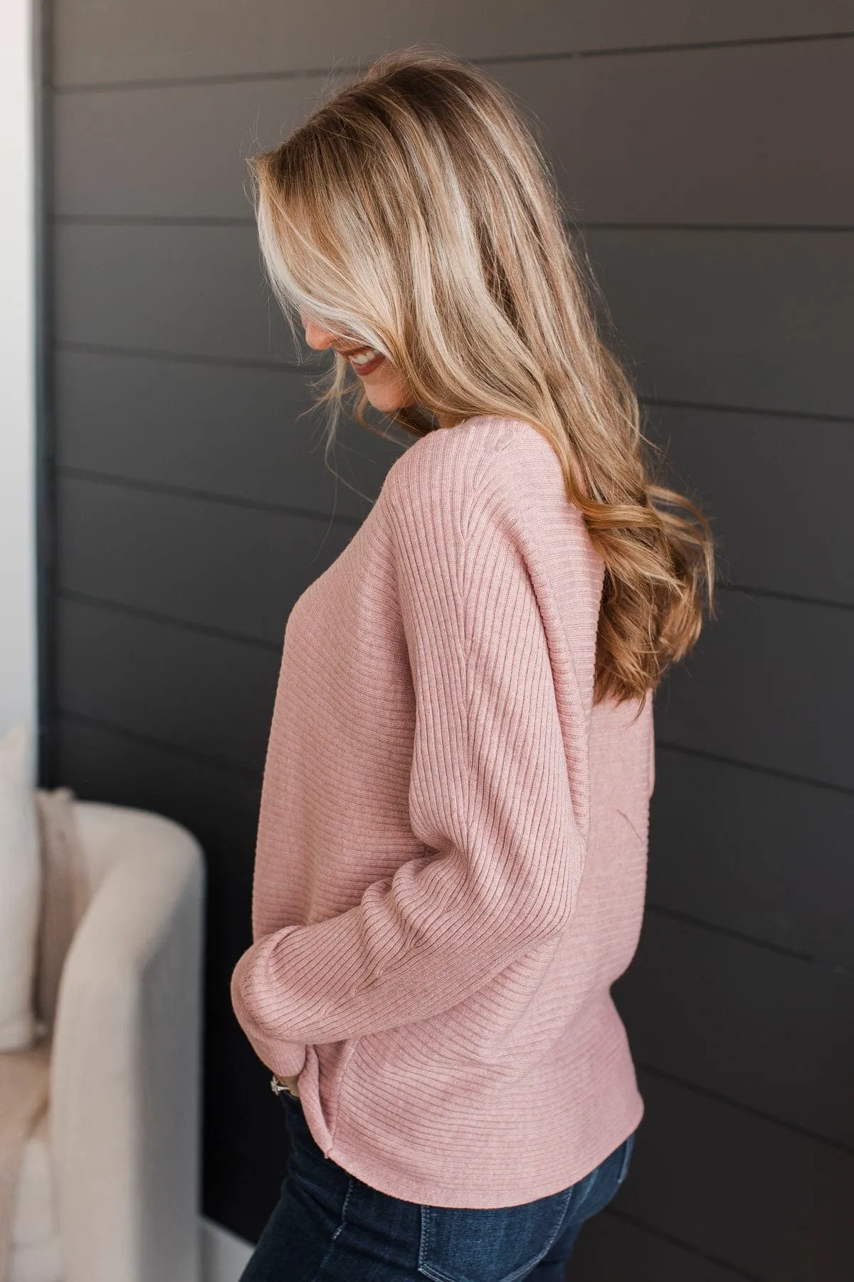 Caught Crushing Knit Sweater- Blush