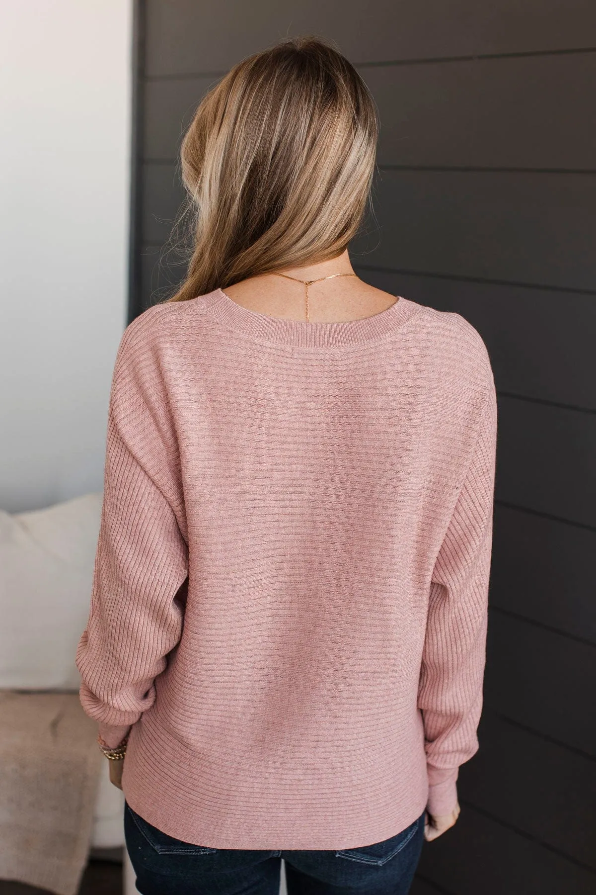 Caught Crushing Knit Sweater- Blush