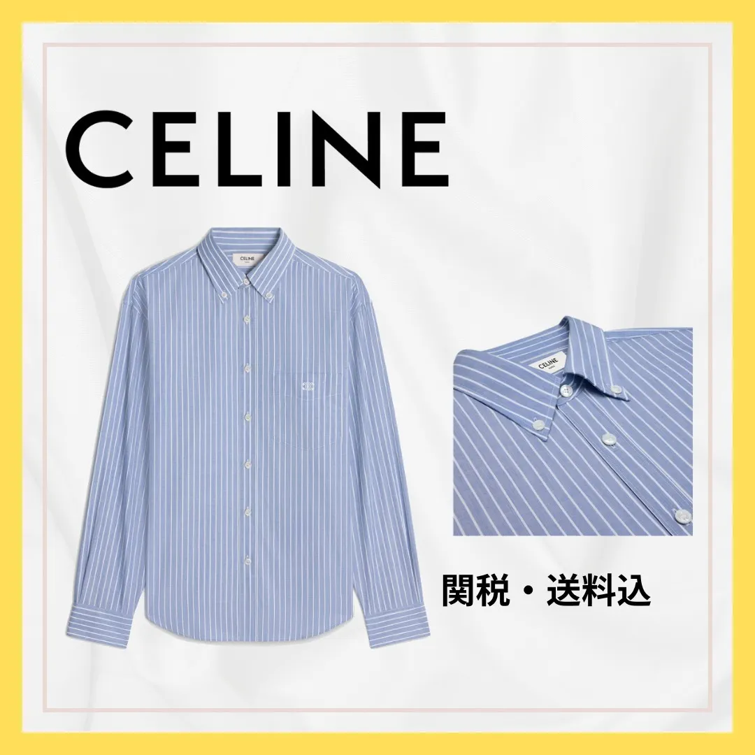 CELINE  |cambridge shirt in striped chambray cotton