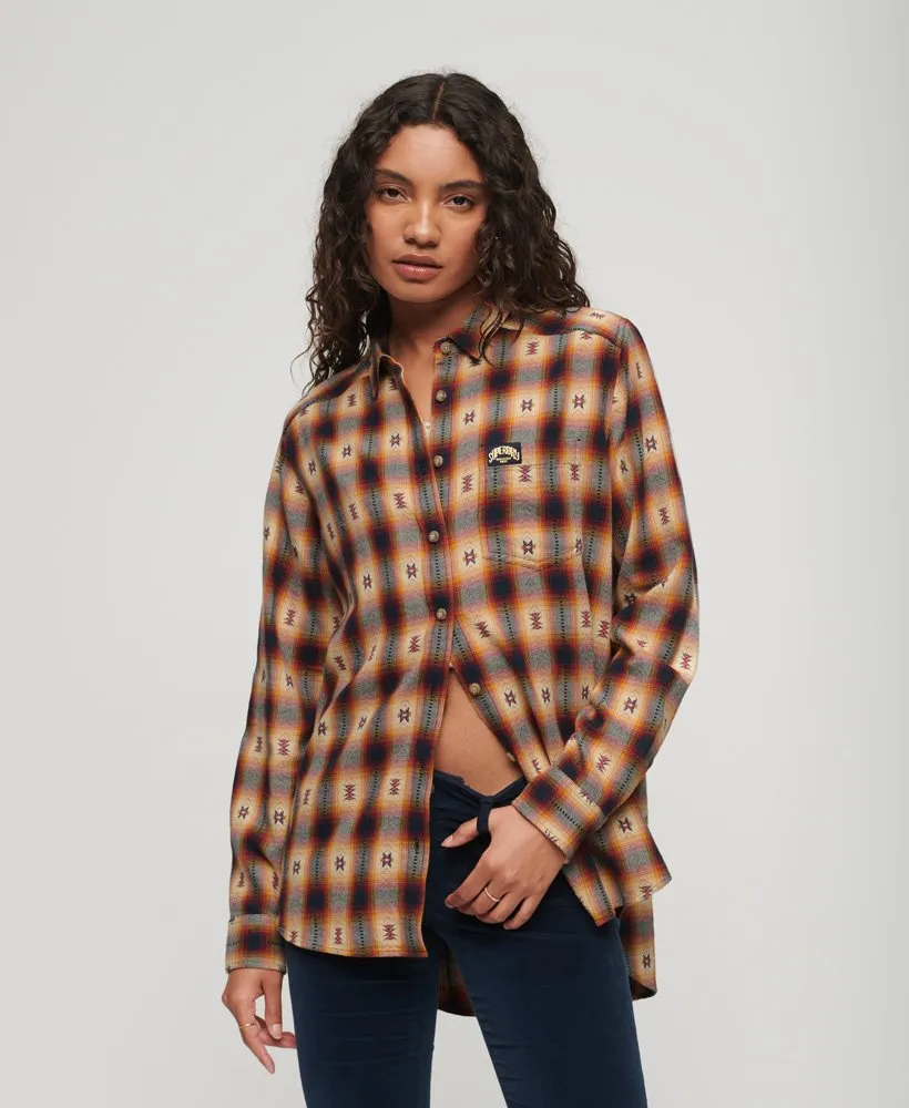 Check Oversized Shirt | Jacquard Brown Check