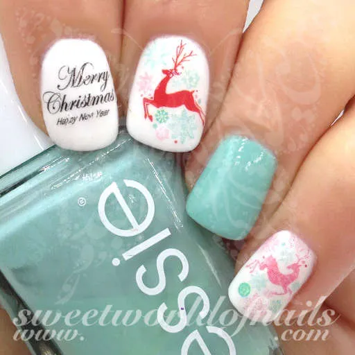 Christmas Nail Art Reindeer Nail Water Decals