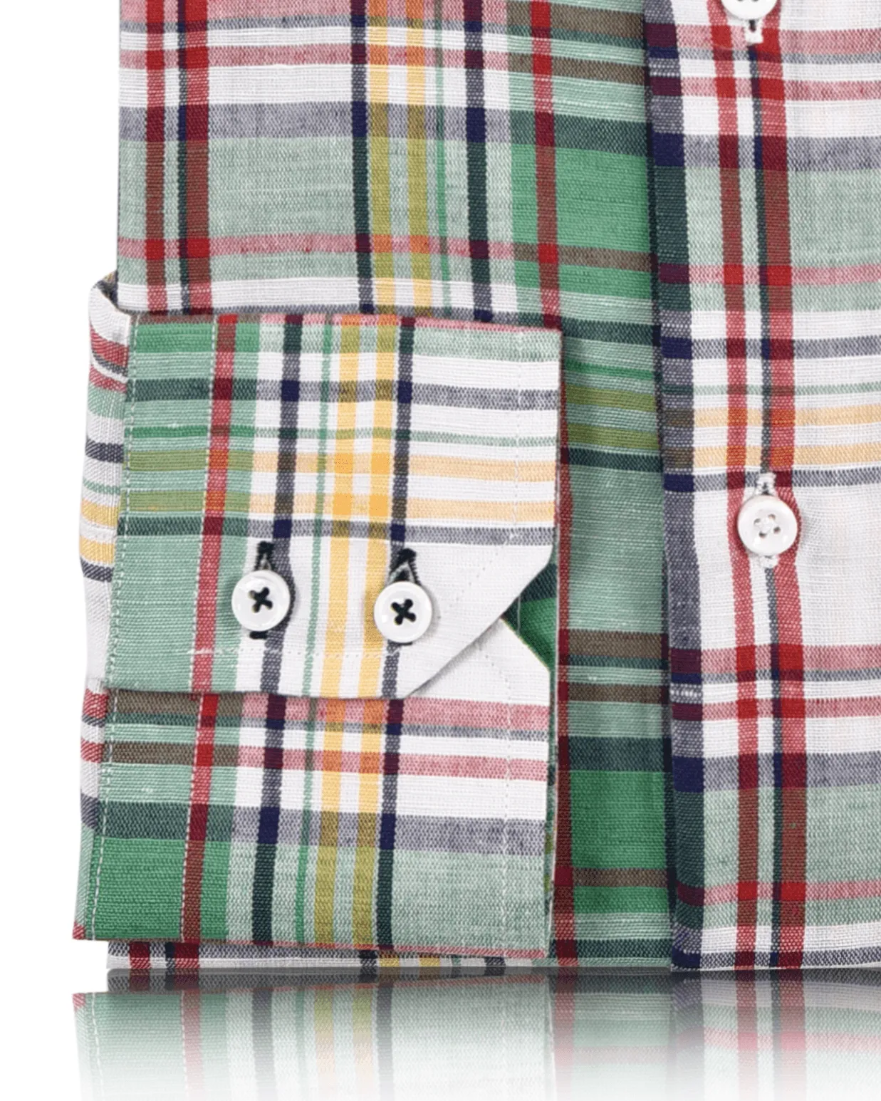 Cotton Linen: Classic Multi-color Madras Checks Shirt