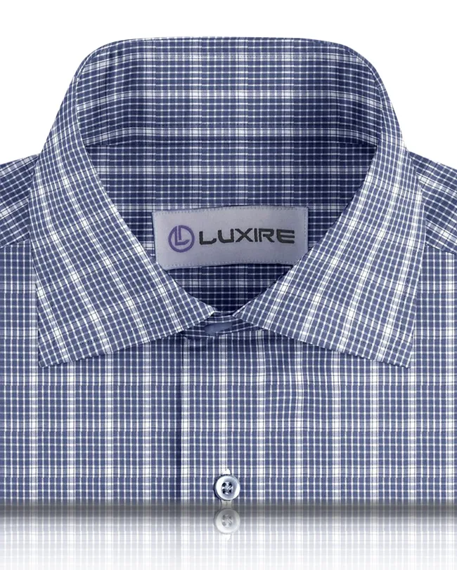 Dark Blue White Graph Checks Shirt