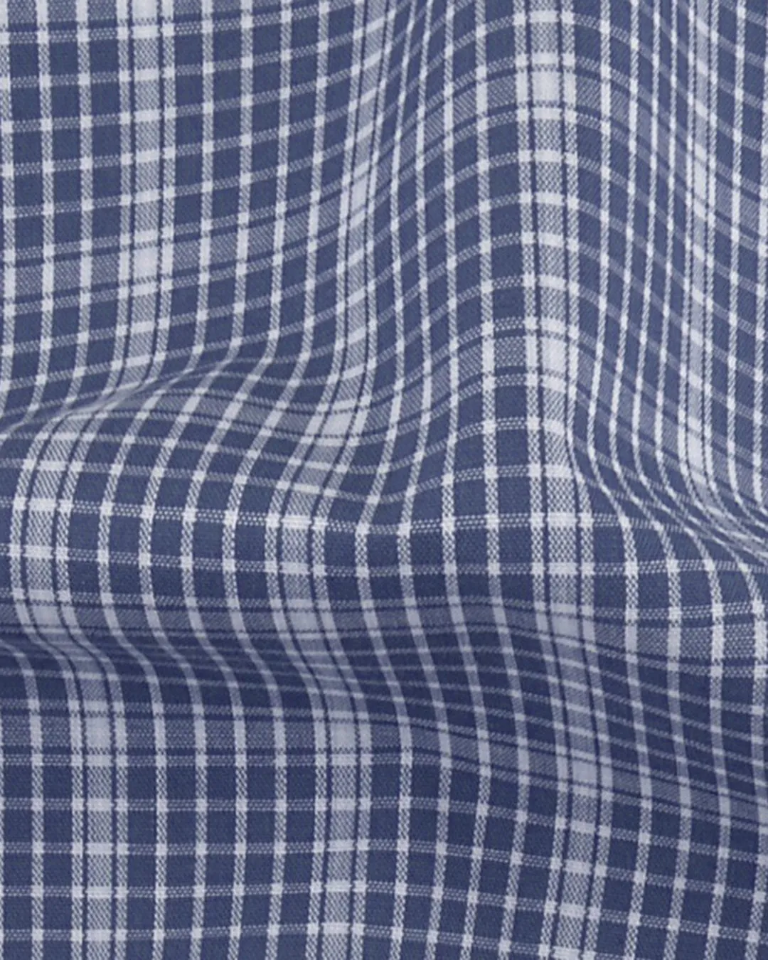 Dark Blue White Graph Checks Shirt