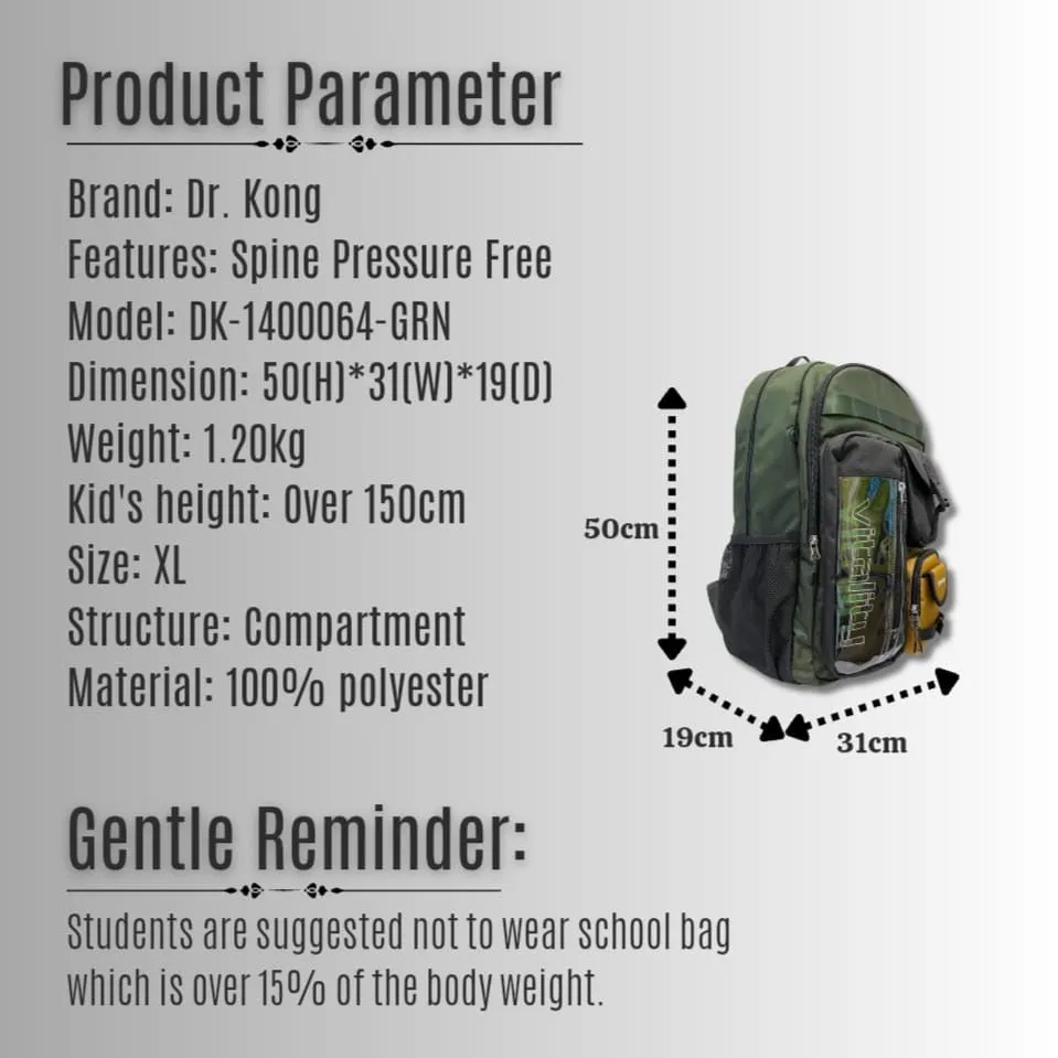 DR.KONG BACKPACKS XL SIZE DK-1400064-GRN(RP : $119.90)