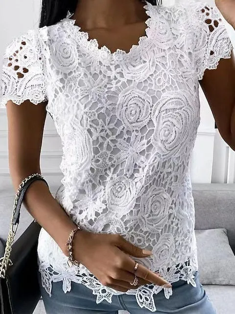 Elegant Vintage Lace Shirt Blouse for Women