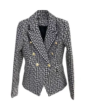 Geometrical Jacquard Patterned Blazer