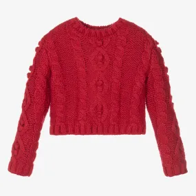 Girls Red Knitted Sweater