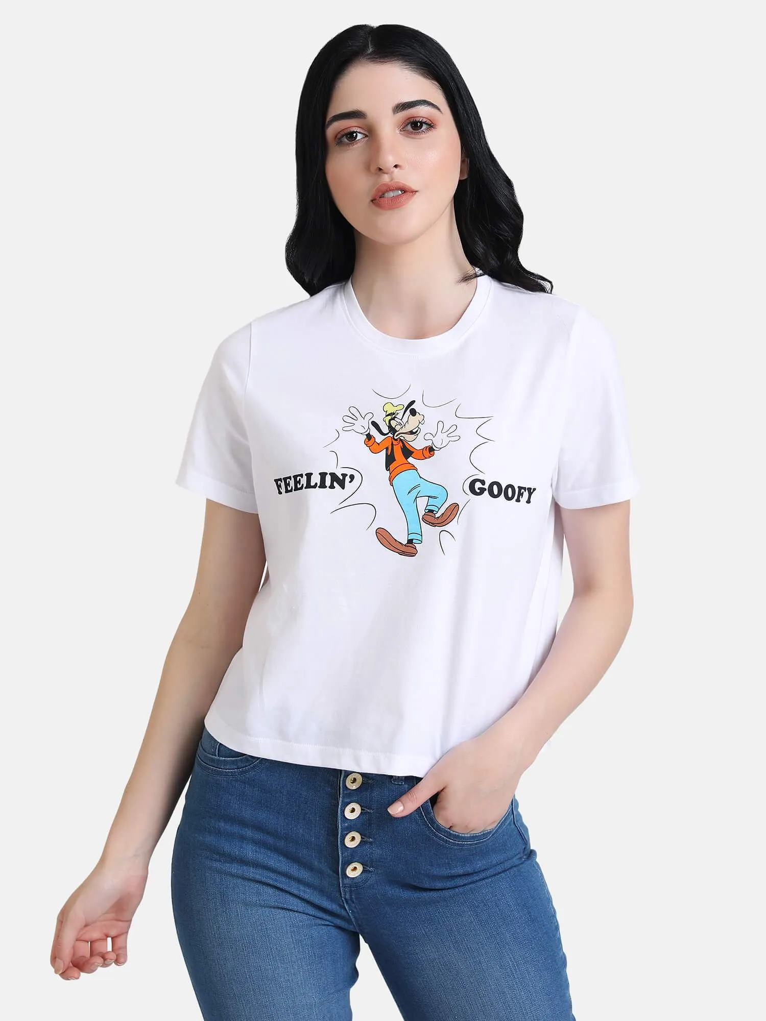 Goofy Disney Printed Crop Tee