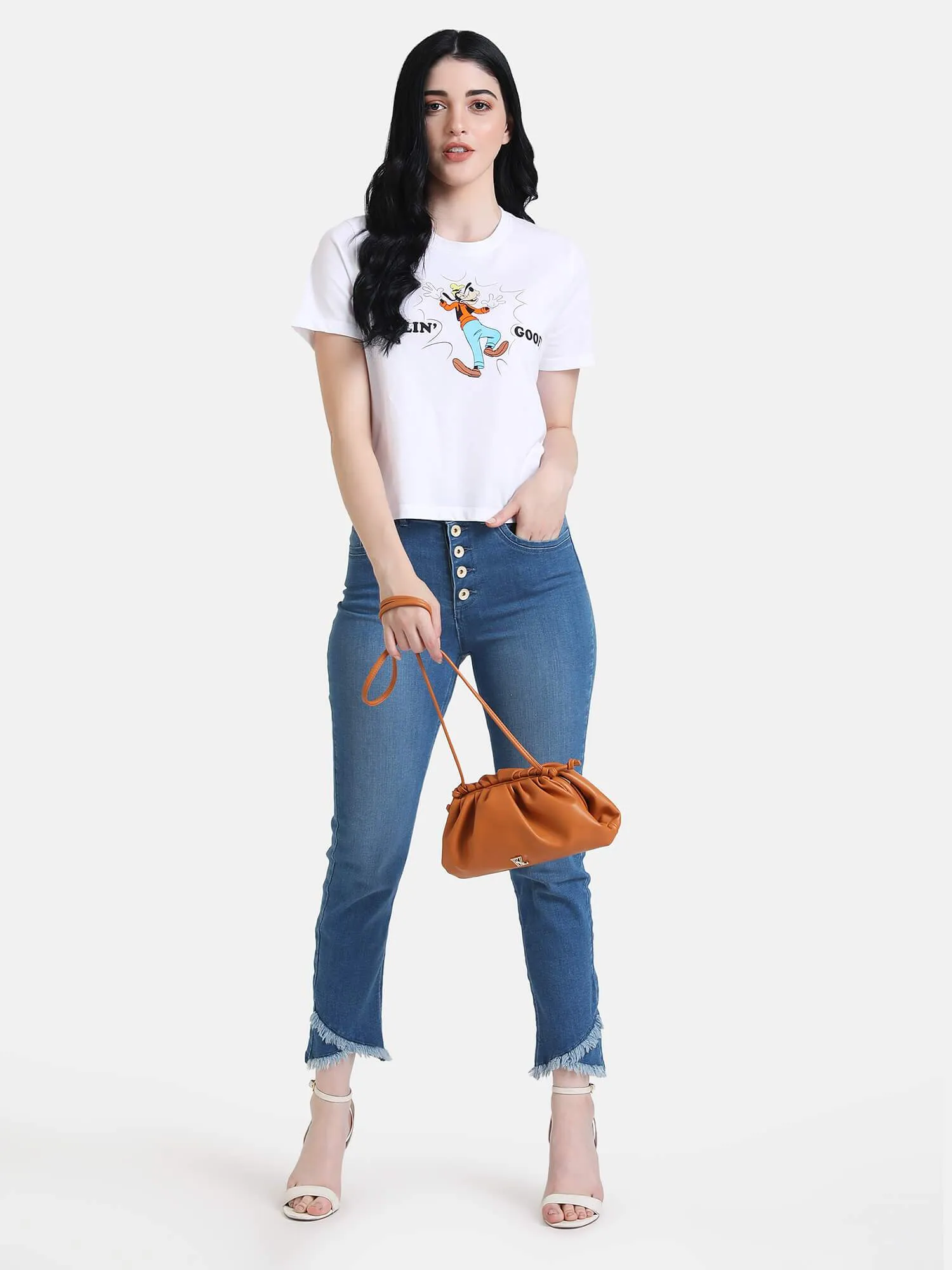 Goofy Disney Printed Crop Tee