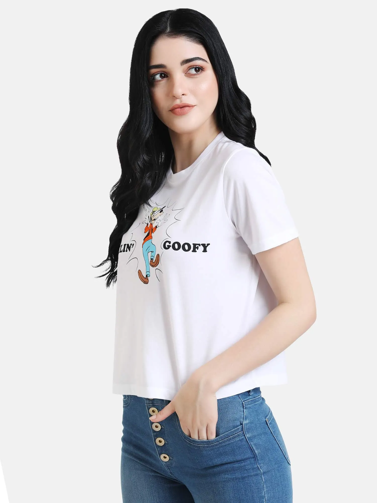 Goofy Disney Printed Crop Tee