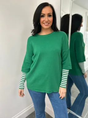 Green Striped Sleeve Knit Tracy