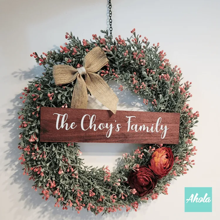 【Harold】Christmas Wreath with Wooden tag 聖誕花環木製刻牌   聖誕限定的客製木牌聖誕花環 11/15截單，12月初寄出